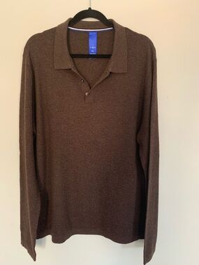 Kit and Ace Brown Polo Sweater with Blue Trim